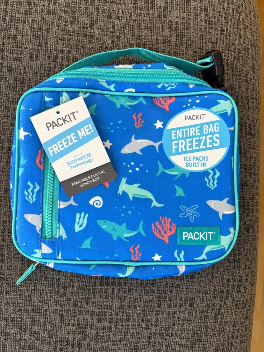 PackIt Freezable Classic Lunch Box NWT Sea Shark Built-In Ice Packs